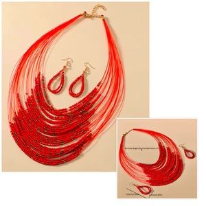 ORANGE MULTI-LAYER BEAD NECKLACE